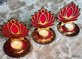 Lotus Standing pink and golden color T light holder 6 PCS 