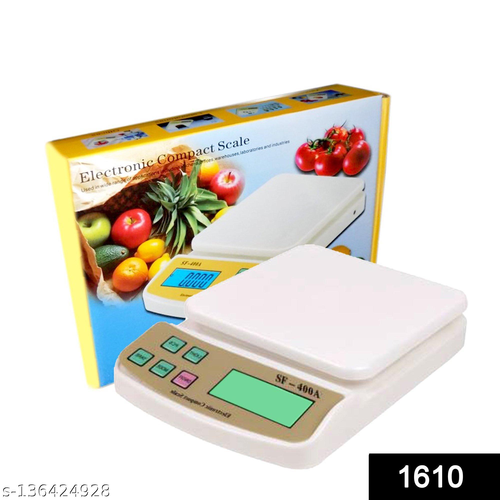 SF-400A Digital Electronic Weight Machine for Home Kitchen, Shop,Weighing Scale Kitchen | Weigh Food, Fruits, Vegetables, Upto 10 KG | Small, Portable |with Adaptor White (Pack of 1)