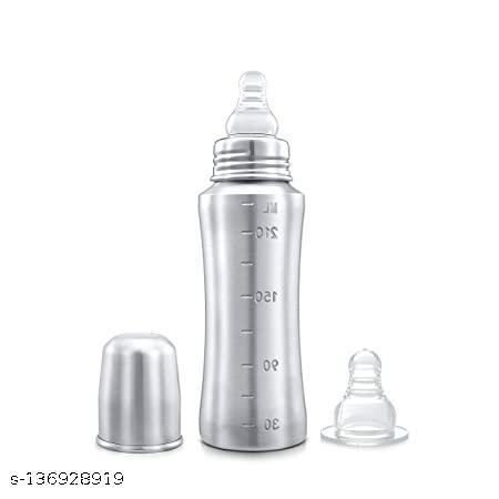 Stainless Steel Baby Feeding Bottle for Kids Steel Feeding Bottle for Milk and Baby Drinks- 240 ML ( Silver )