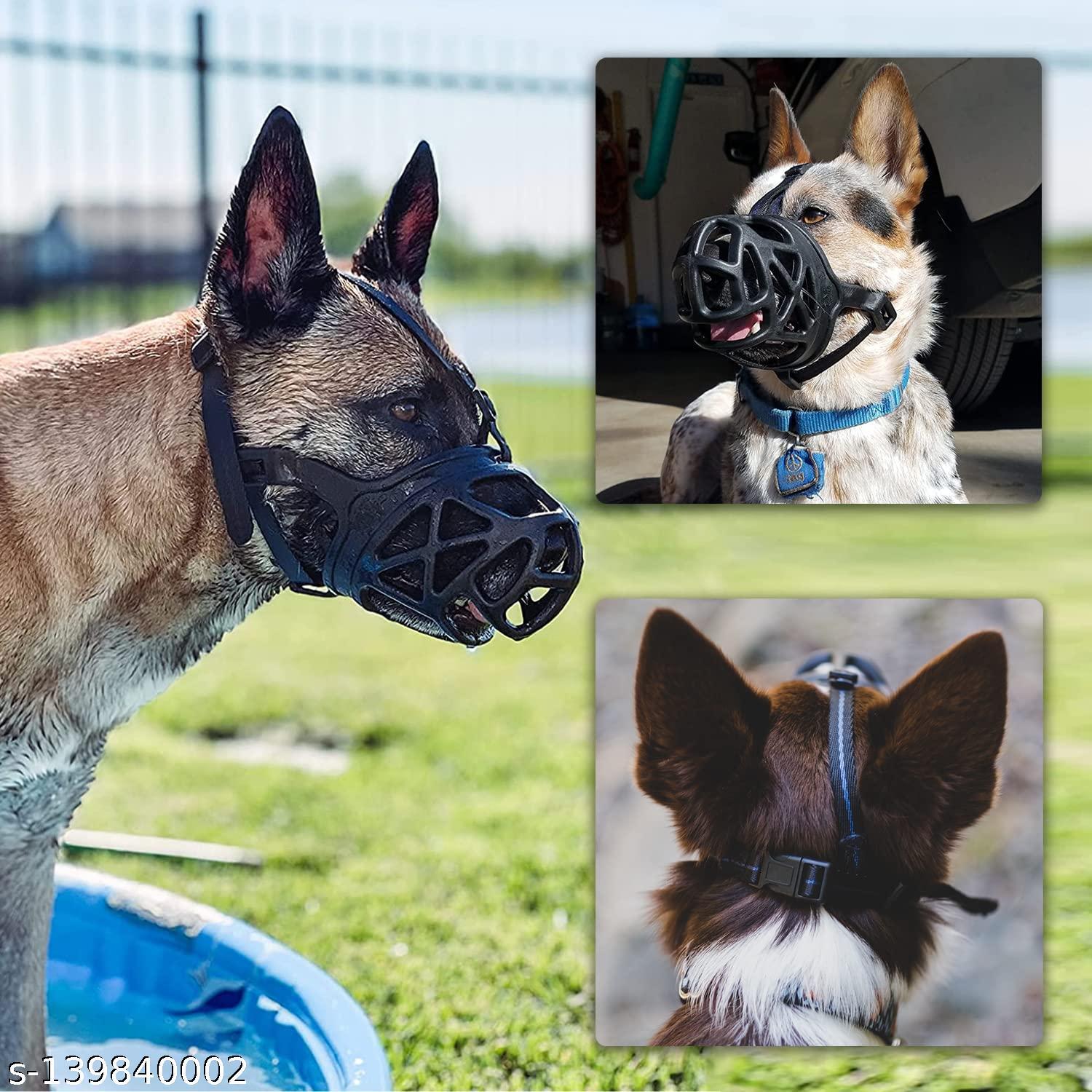 SET PET  NO 4Adjustable Strap Safe Iron SILICON  COLOERMuzzle for Pet Safety 