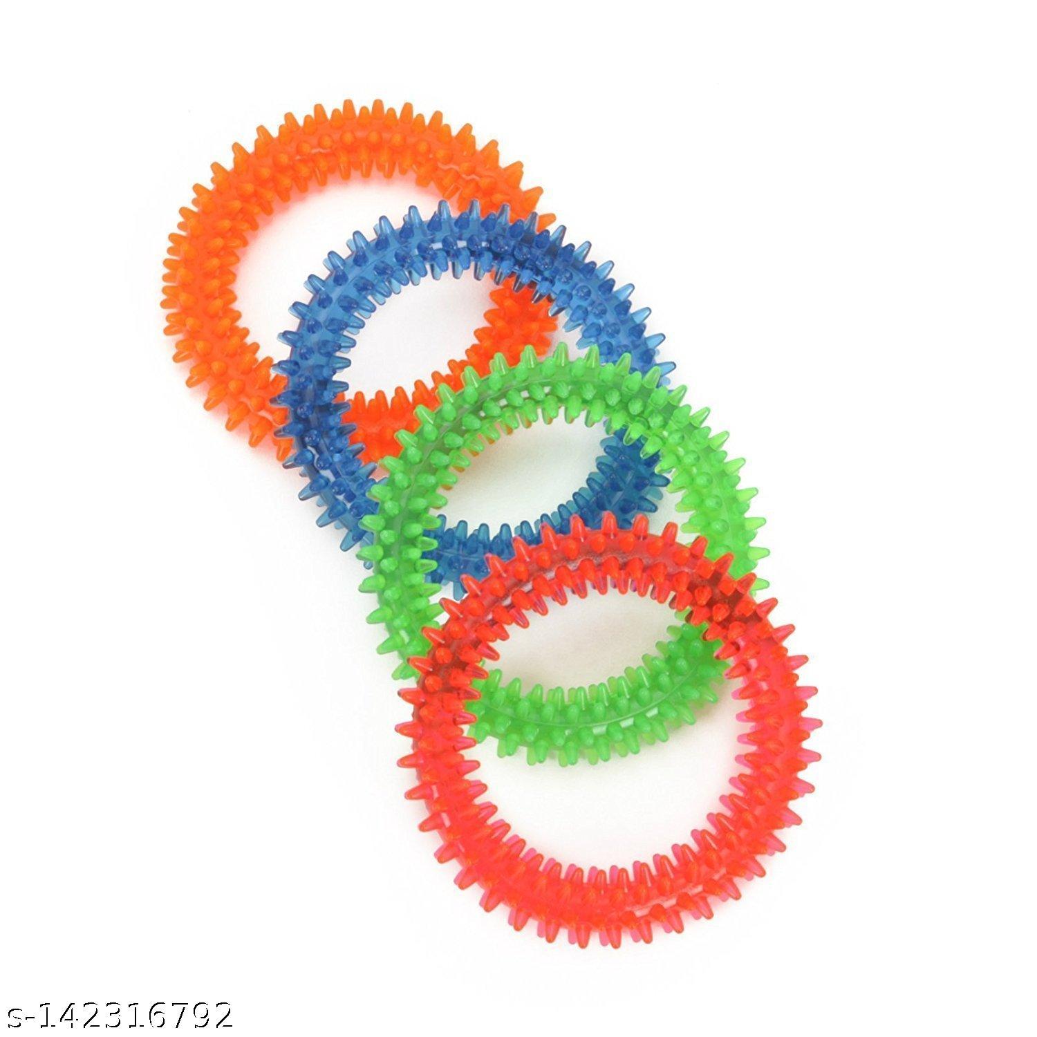 SET PET Rubber Dental Puppy Teething Spike Ring Chew Toy, 6 inches, Colour May Vary 1PCS