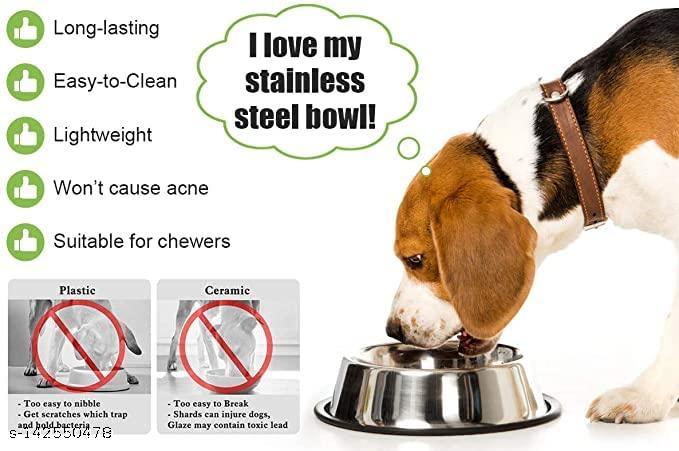 SET PET  Stainless Steel Pet BowlAnti-Skid Pet Feeding Bowl, LARGE Pet Bowl,  1 PCS 800-900 GRAM