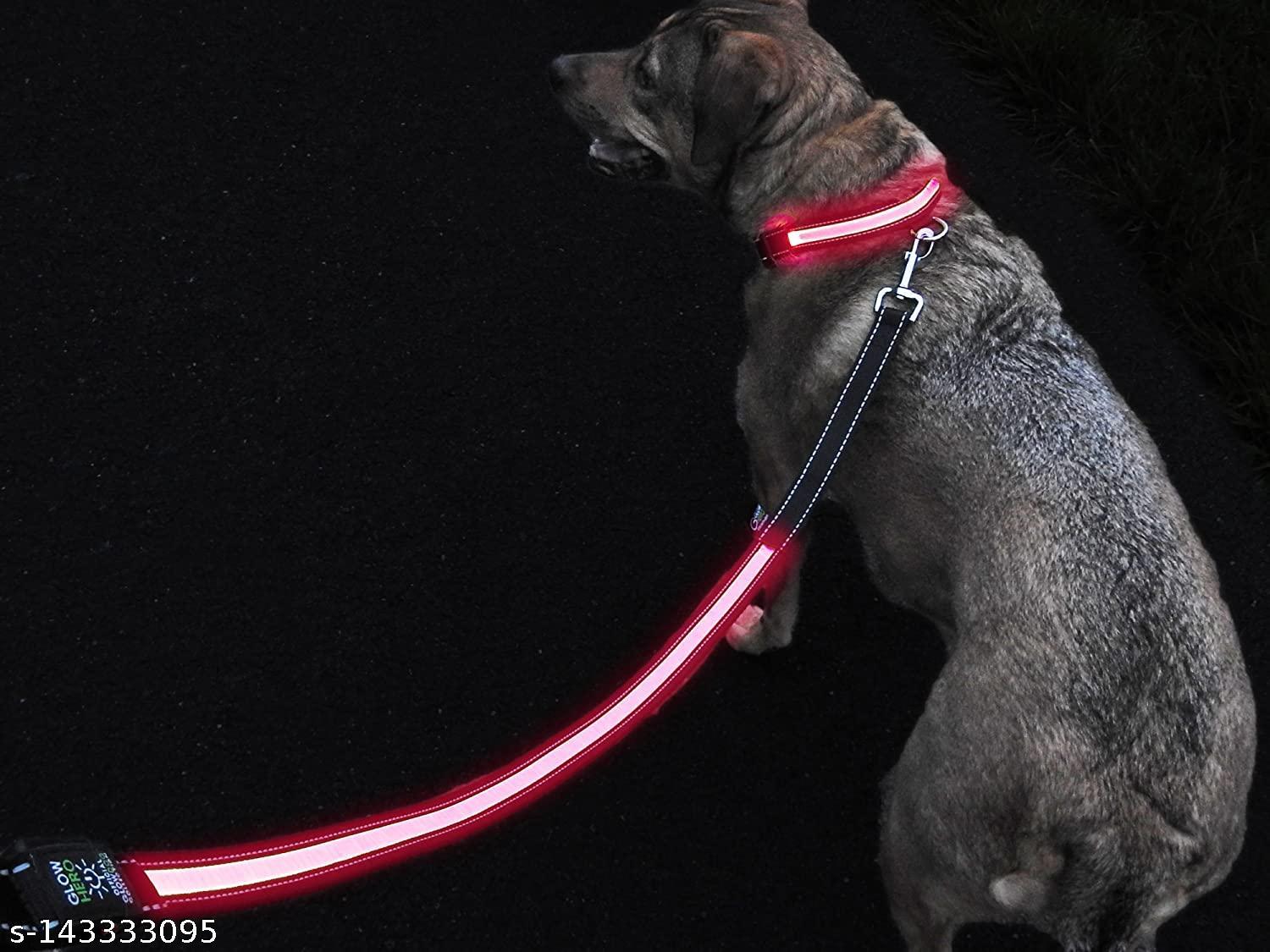  SET PET  The Original GlowLeash - High Visibility Durable and Reflective LED With harness & Less Shock Absorbing Handle SMALL SIZE 0.50 CM
