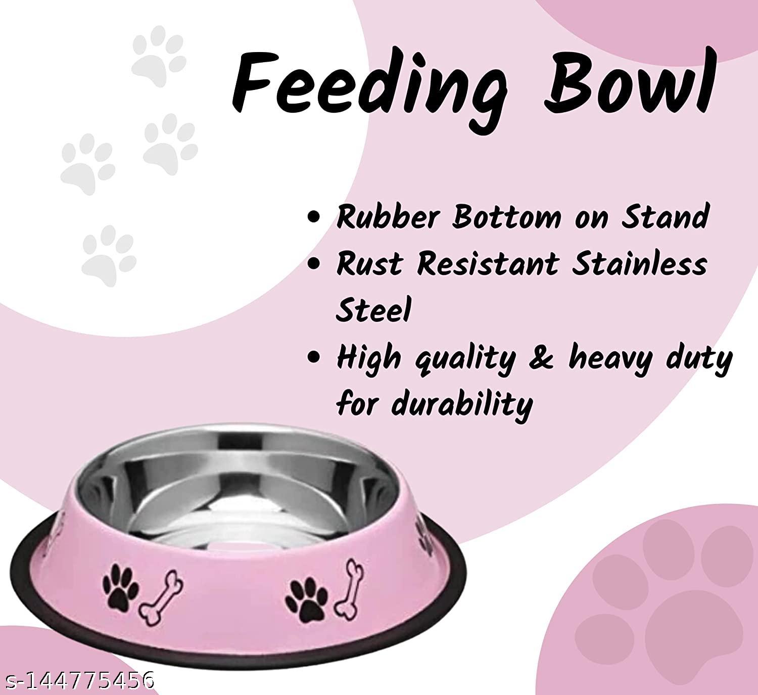  Stainless Steel Paw Bone Printed Food Water Feeding Bowl for Dogs & Puppies (Medium, 400-600 GRAM coloer chang the time to time 1 pcs  )