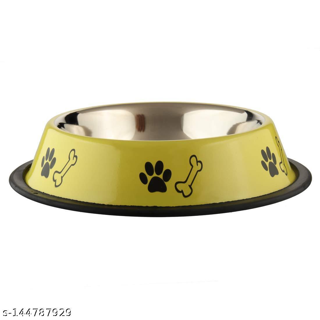 SET PET Stainless Steel Paw Bone Printed Food Water Feeding Bowl for Dogs & Puppies (Medium, 800-900 GRAM 1 PCS COLOER VERY TIME TO TIME )-)