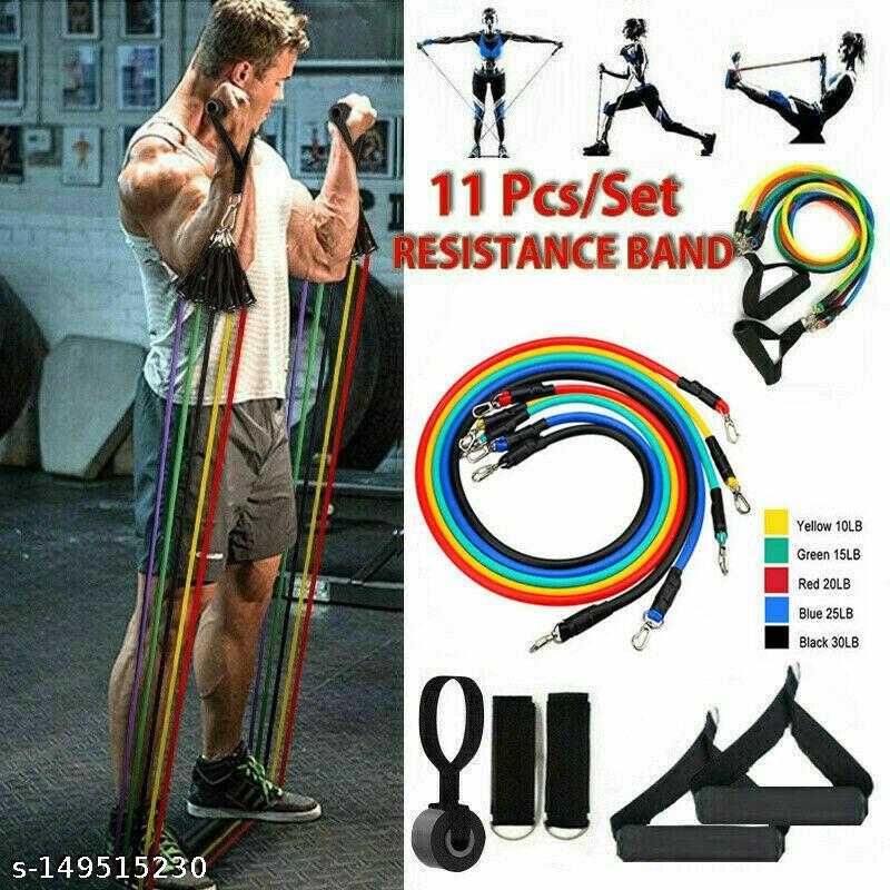 Resistance Exercise Bands with Door Anchor, Handles | Legs Ankle Straps for Resistance Training | Physical Therapy | Home Workouts | gym equipment set for home workout | Gym Rope (11pcs/Set) Exercise Bands & Tubes