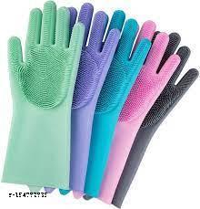 Silicone Hand Gloves for Kitchen, Gloves, Multicolor (Pack of 1)