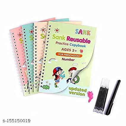 Magic Practice for kids Copybook, Magic practice book for kids(4 BOOK + 10 REFILL+ 1 pen +1 grip) Number Tracing Book for Preschoolers with Pen, Magic Calligraphy Copybook Set Practical Reusable Writing Tool Simpl