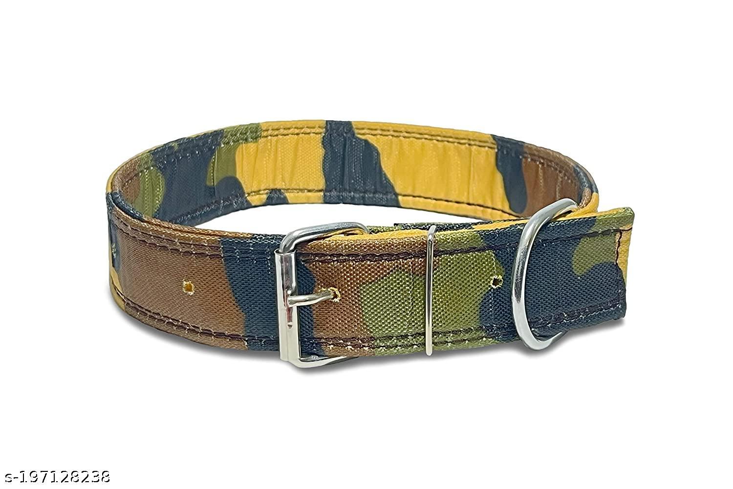 SET  Dog Army Print Padded Collar Neck Belt - Comfortable and Adjustable Belt for Dogs and Puppies 1 INCH 