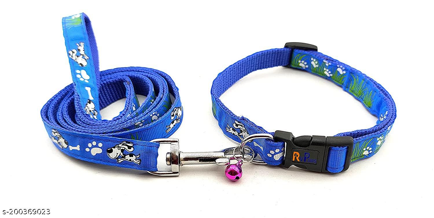 SET PET  CAT Collar and Leash Set WITH RINGIG BALL Puppy Printed, Adjustable Nylon Collar with Leash for Small and Medium Dogs, Color-Full Collar Leash Set for Puppies, Dog...