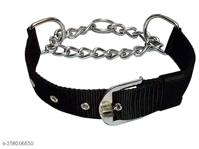 SET PET Durable Dog Choke Collar Pet Nylon Half Chain Collar Half Choker Stainless Steel Dogs Collars  Size Mediam 1 pcs
