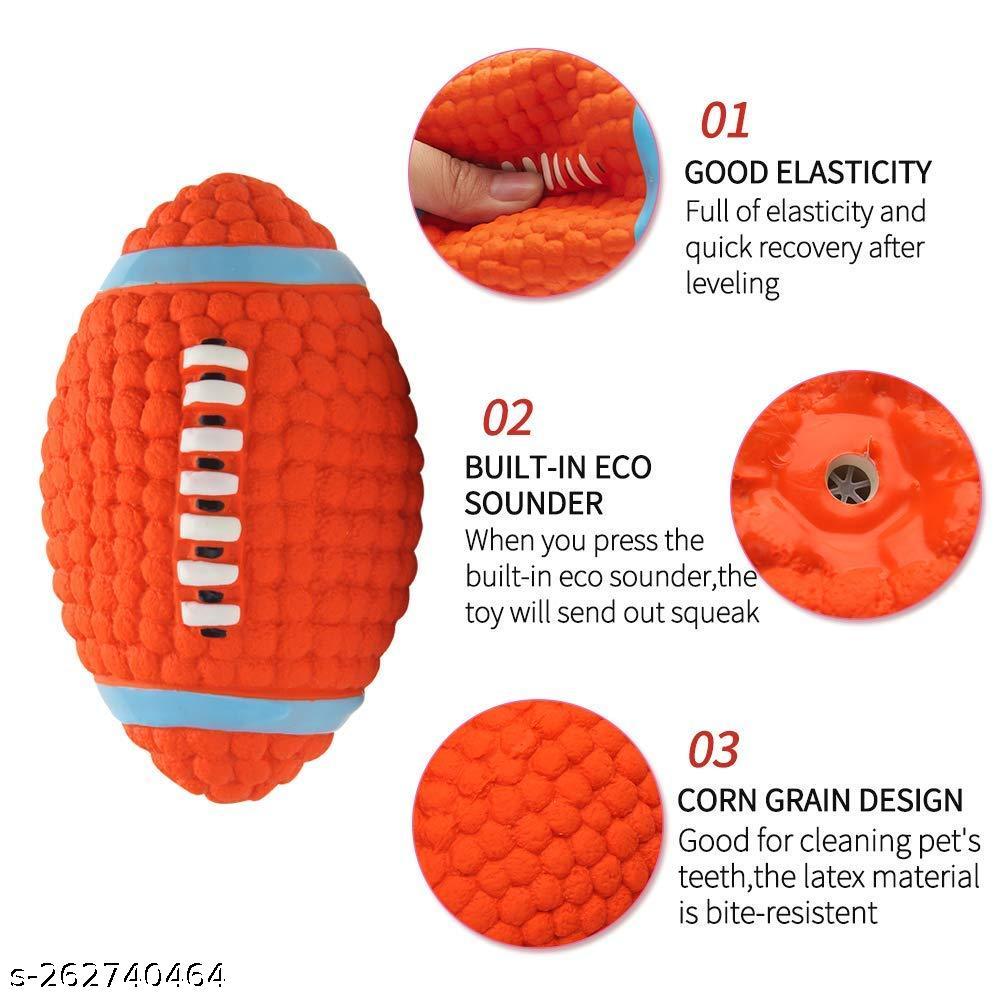 SET PET EETOYS Dog Latex Squeaky Rugby Ball Toy Squeaky Toy (Medium)