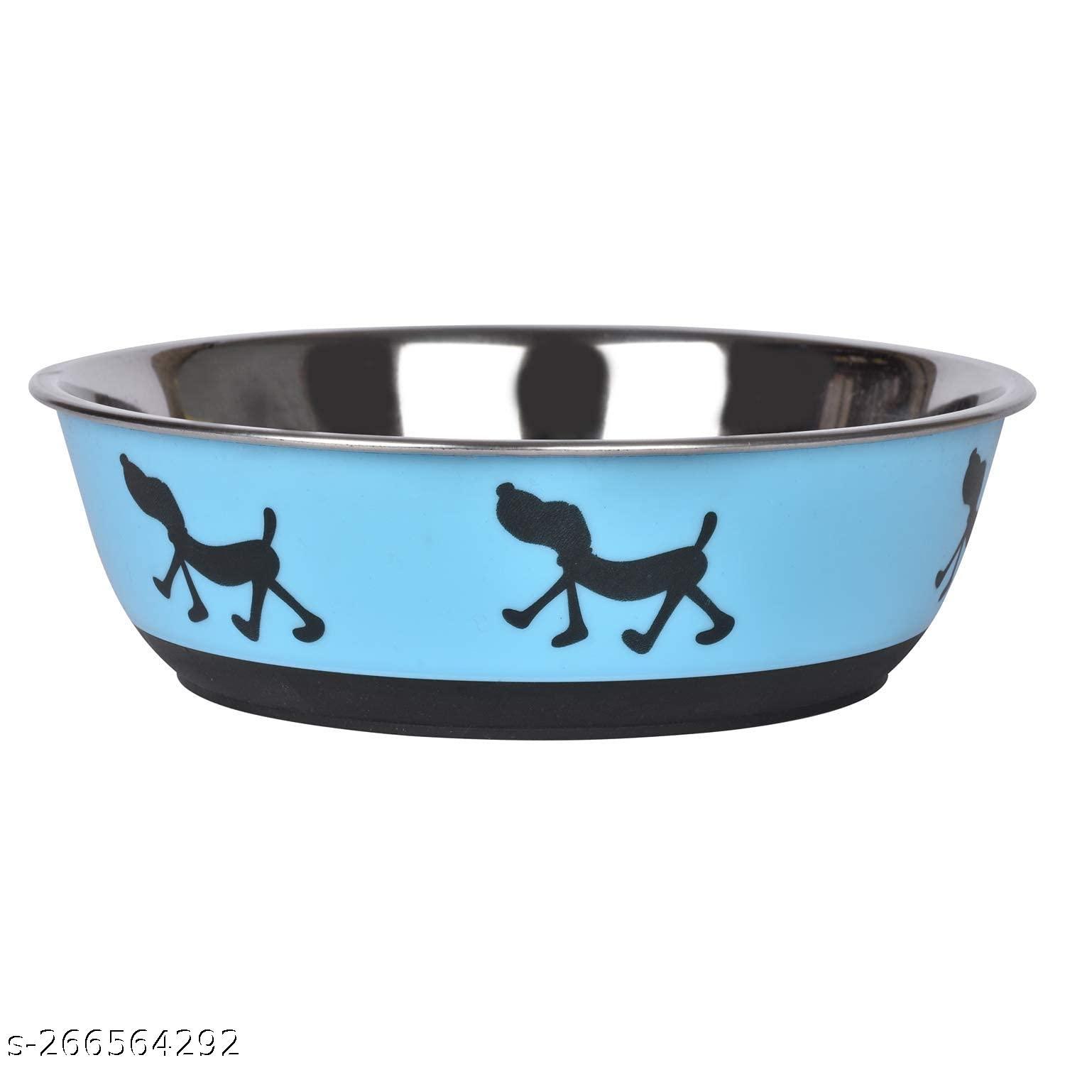 SET PET  Round Stainless Steel Dolly Bowl for Dogs & Pets Large (400-500 ML Pack of 1-Color May Vary)