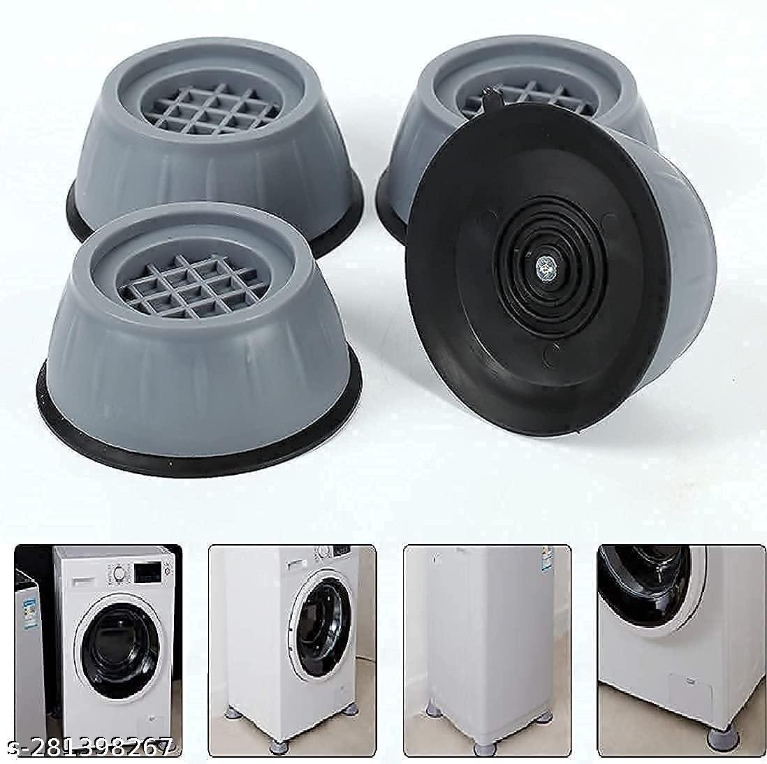 4 Pices Multi-Purpose Washing Machine Anti Vibration Pads with Suction Cup Feet, Shock Absorber Furniture Lifting Base, Fridge Washing Machine...