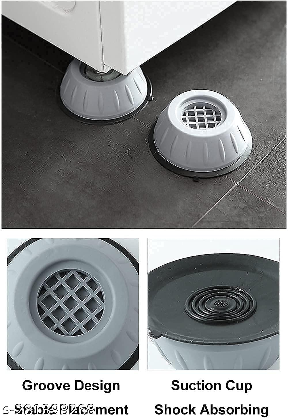 4 Pices Multi-Purpose Washing Machine Anti Vibration Pads with Suction Cup Feet, Shock Absorber Furniture Lifting Base, Fridge Washing Machine...