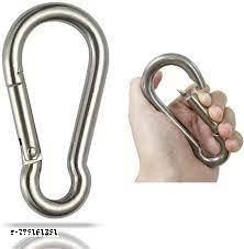 size 8 Metal Heavy Duty I Eye Clasp Multipurpose - Spring Pet Buckle I Key Chain for Linking I Dog Leash Collar Silver Color I Safety Hook (Pack of 2)