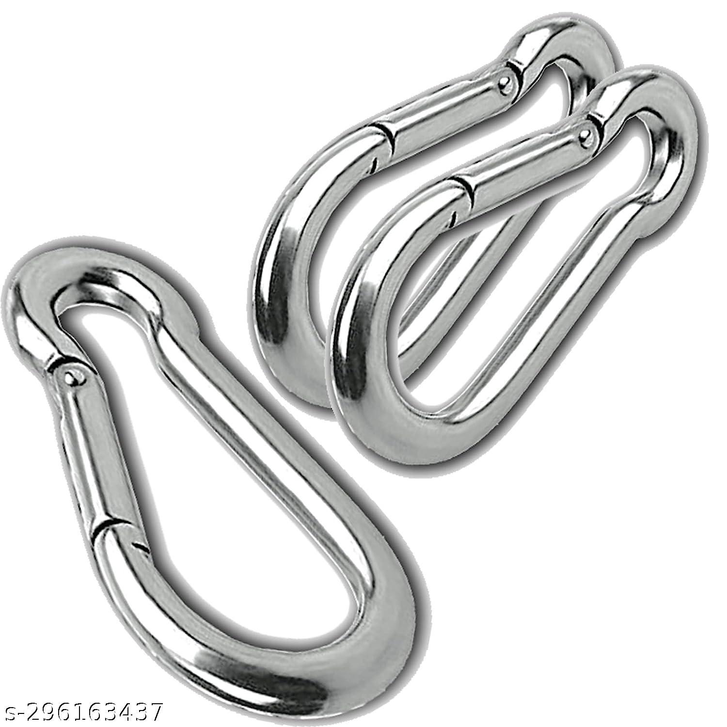 size 9 Metal Heavy Duty I Eye Clasp Multipurpose - Spring Pet Buckle I Key Chain for Linking I Dog Leash Collar, DIY Project Silver Color I Safety Hook (Pack of 3)