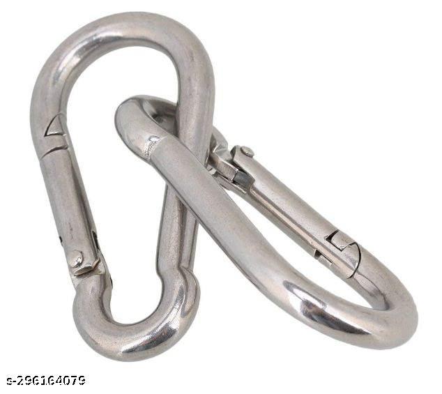 10mm Metal Heavy Duty I Eye Clasp Multipurpose - Spring Pet Buckle I Key Chain for Linking I Dog Leash Collar, DIY Project Silver Color I Safety Hook (Pack of 2)