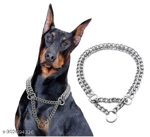 SET PETChrome Stainless Steel Dog Choke Chain - 24 Inch Collar Steel (2 Layer) SILVER COLLER