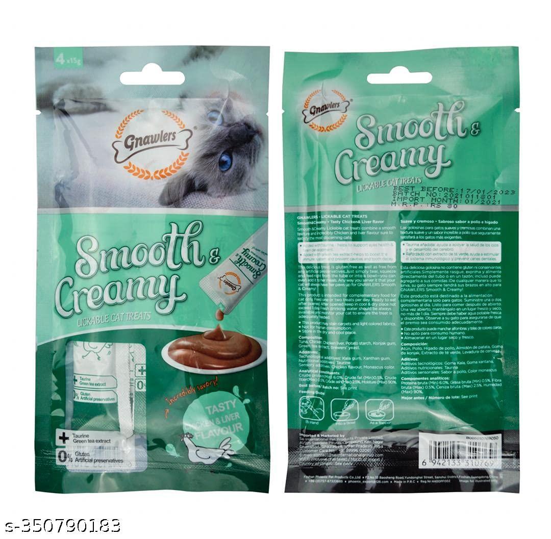  Gnawlers Pet Smooth & Creamy Lickable Cat Food Treats 15g 4 in 1 (LIVER  Flavor Pack of 3)
