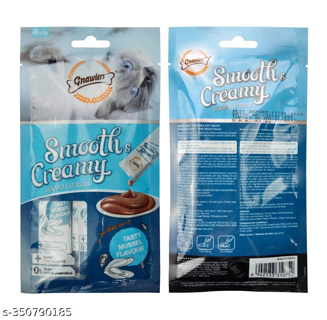  Gnawlers Pet Smooth & Creamy Lickable Cat Food Treats 15g 4 in 1 (MUSSAL Flavor Pack of 3)