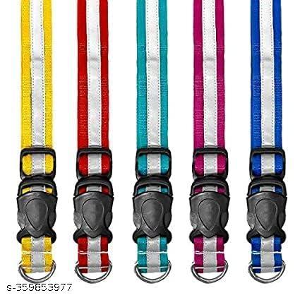 SET PET Reflective Dog Collar for Small, Medium, Large Dogs, Super Light Weight Collars with Adjustable Length and Heavy Duty Metal D Ring(Pack of 5, Multicolor)LARGE TO XXL