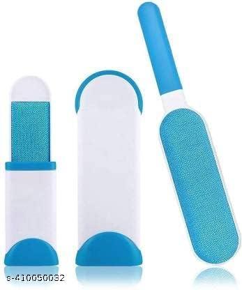Pet Hair, Dust, Lint Remover Double Sided, Reusable Brush with Self-Cleaning Base for Clothing and Furniture, Couch, Carpet (Blue) (Blue)