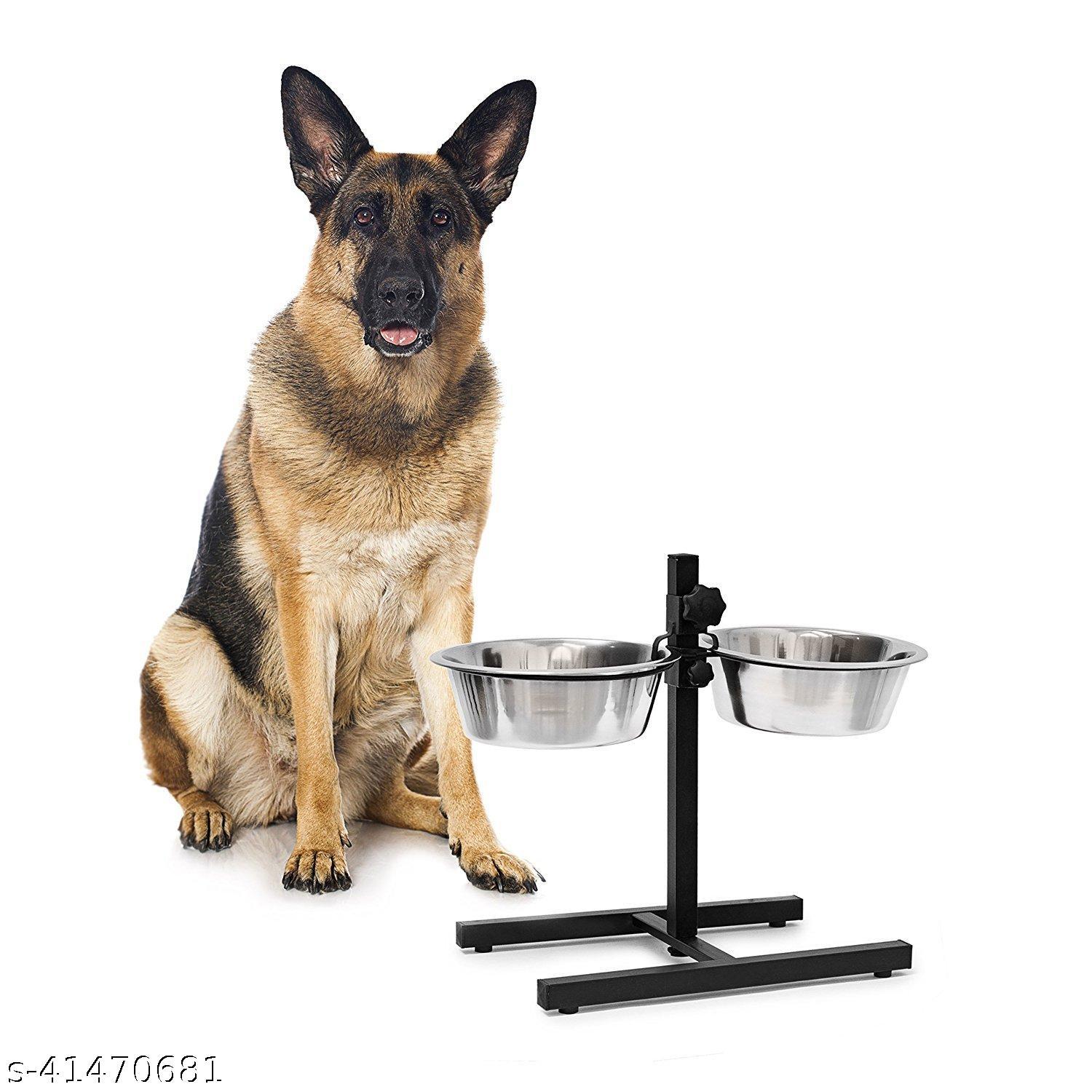SET-PET Dog Feeding Bowl with Adjustable (Set of 2 Bowls with H-Stand), SMALL