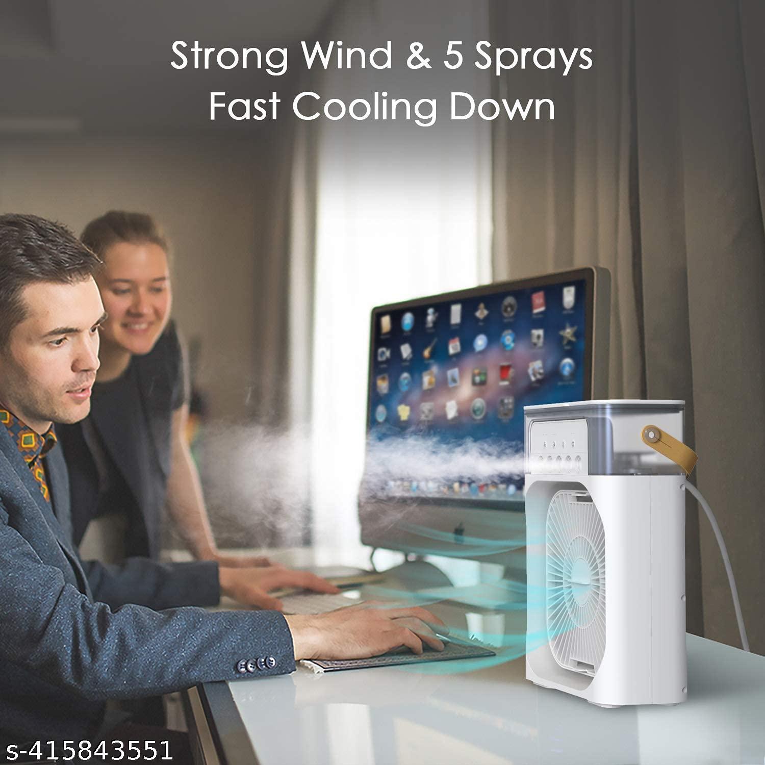 BOOSTER BAZAR Portable-Air-Coling -Fan-4-in-1-Personal-Mini-Cooling-Fan-with-Water-Mist-Spray-3-Speeds-Evaporative-Air-Cooler-Small-Aircon-Humidifier-Water-Fan-Spray-Mist-Desk-Fan-for-Home-Office-Room
